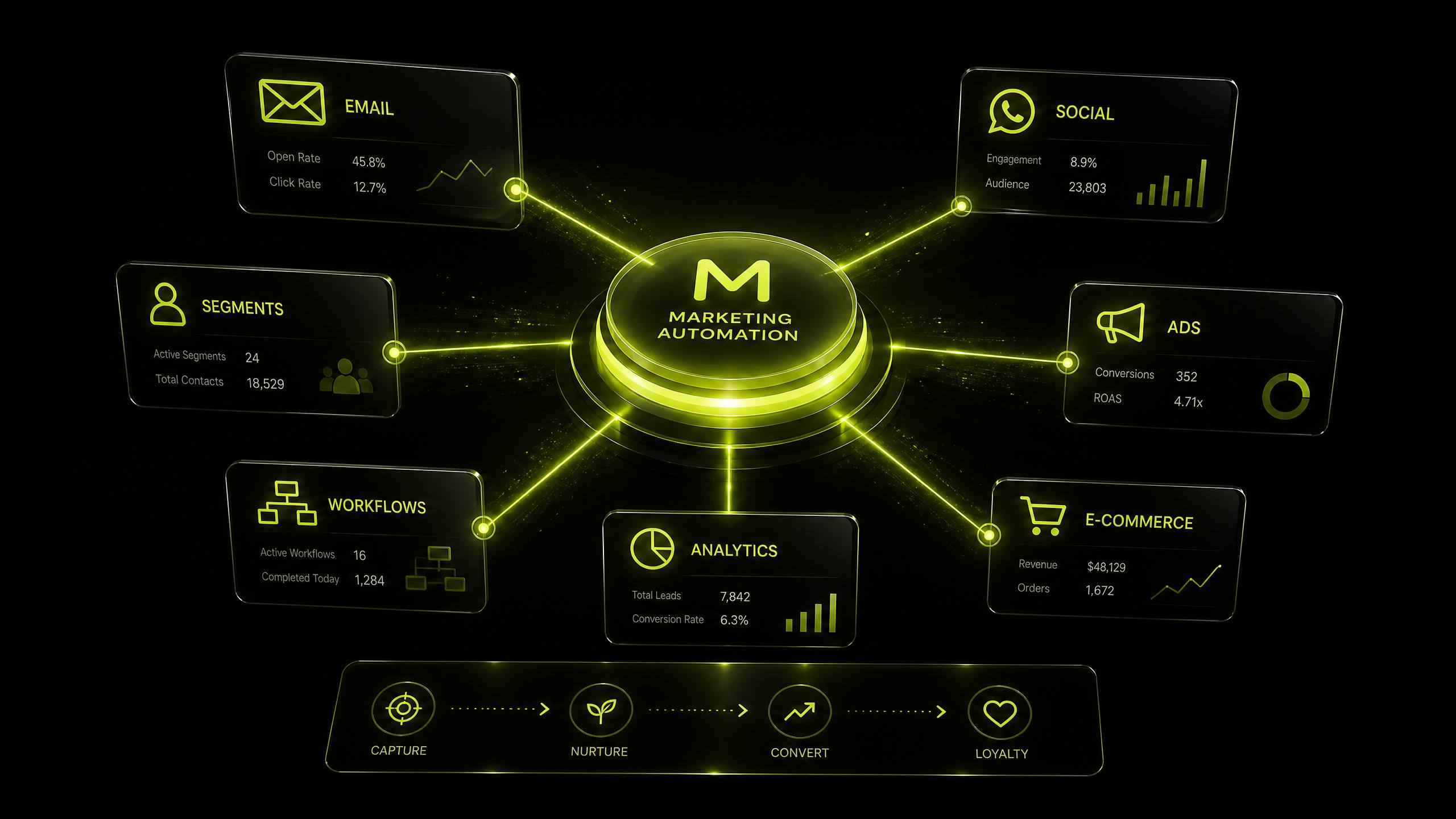 Marketing automation system connected across channels